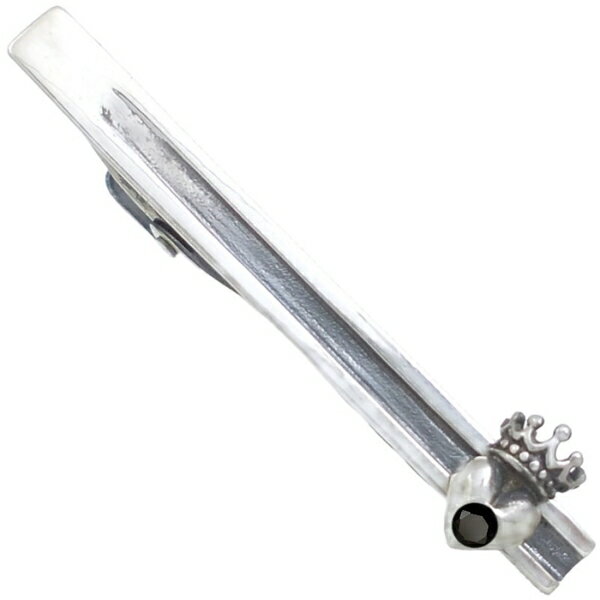 ブラックジルコニア タイニー ハートクラウン シルバー925ネクタイピン