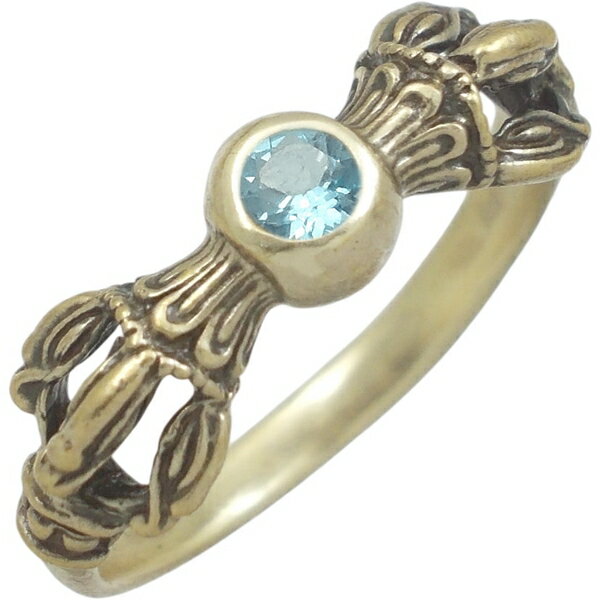 (11月)ブルートパーズ アンティークゴールド バジュラ シルバーリング（指輪） 誕生石