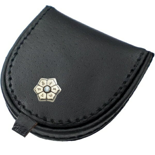 (12月)タンザナイト アンティークゴールド 六字大明呪 梵字 レザーコインケース 誕生石 六字真言 お守り