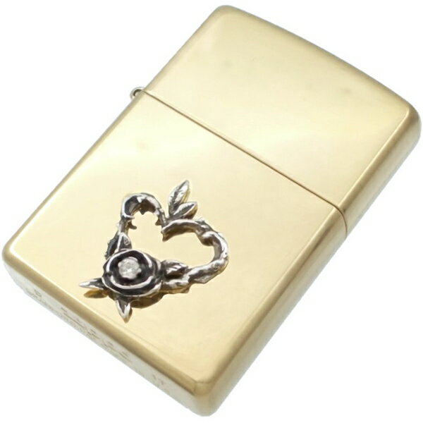 (4月)ジルコニア ハート ローズ リース センター ブラスジッポ 誕生石