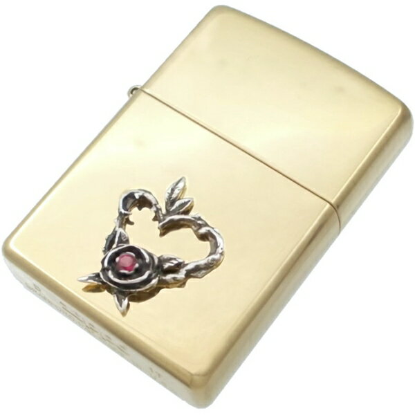 (7月)ルビー ハート ローズ リース センター ブラスジッポ 誕生石