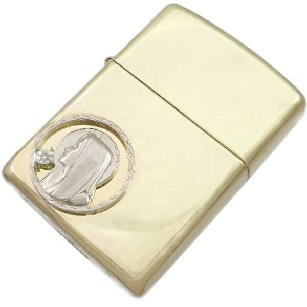 (4月)ジルコニア ホワイト マリア コイン ブラスジッポ 誕生石