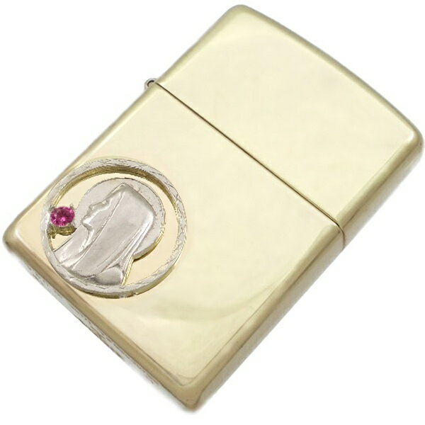 (7月)ルビー ホワイト マリア コイン ブラスジッポ 誕生石