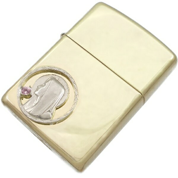 (10月)ピンクトルマリン ホワイト マリア コイン ブラスジッポ誕生石