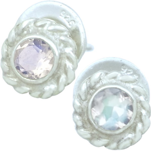 (6月)ブルームーンストーン ツイスト フラワー シルバーピアス(ペア) 誕生石