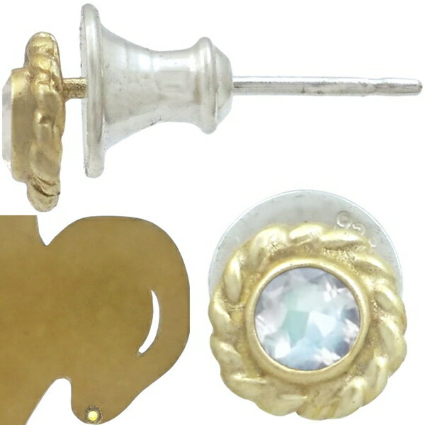 (6月)ブルームーンストーン ゴールドコート ツイスト フラワー シルバーピアス 誕生石