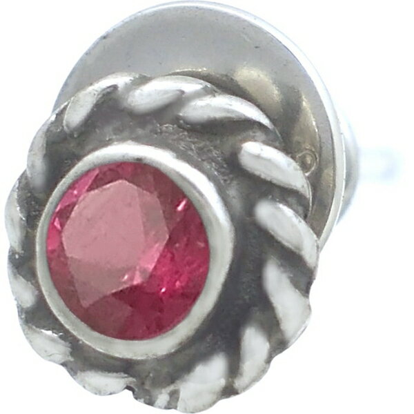 银 - (7月)ルビー ブラック ツイスト フラワー シルバーピアス 誕生石