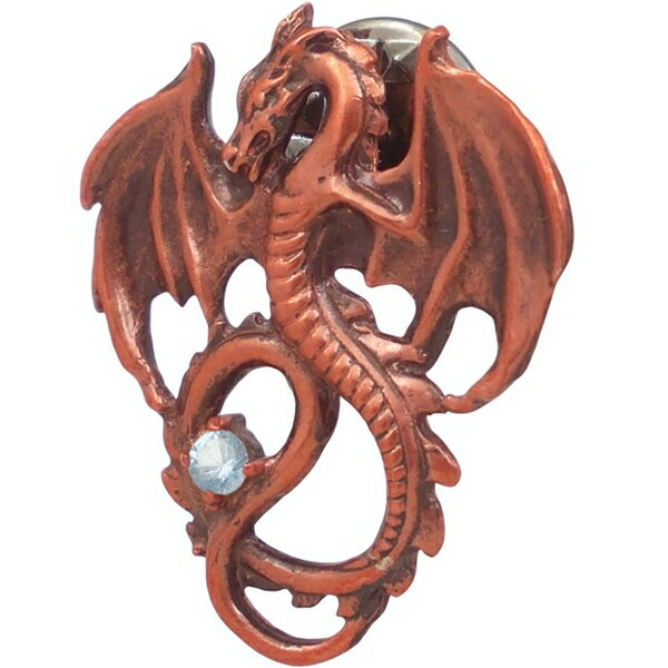 (12月)タンザナイト レッド フライング ドラゴン シルバーピンバッジ ピンズ 誕生石