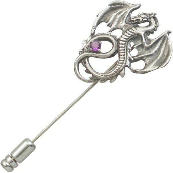 (2月)アメジスト フライング ドラゴン シルバーラペルピン 誕生石