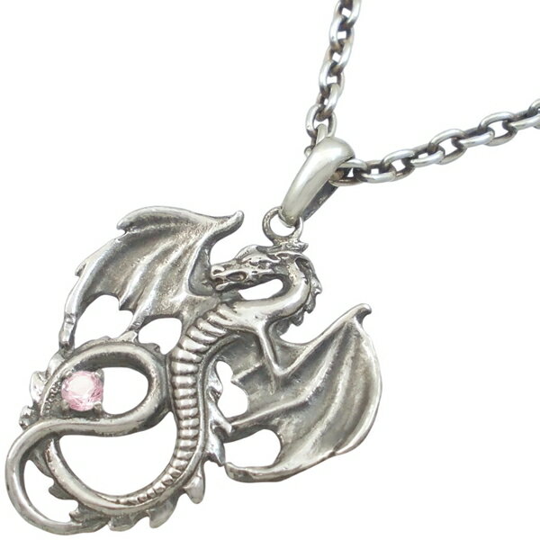 (10月)ピンクトルマリン フライング ドラゴン シルバーペンダントトップ 誕生石
