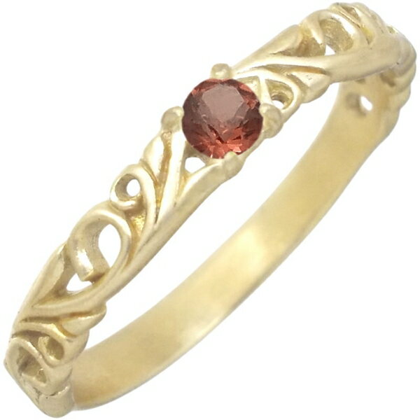 (1月)ガーネット フルゴールドコート スモール アラベスク シルバーリング(指輪) 誕生石