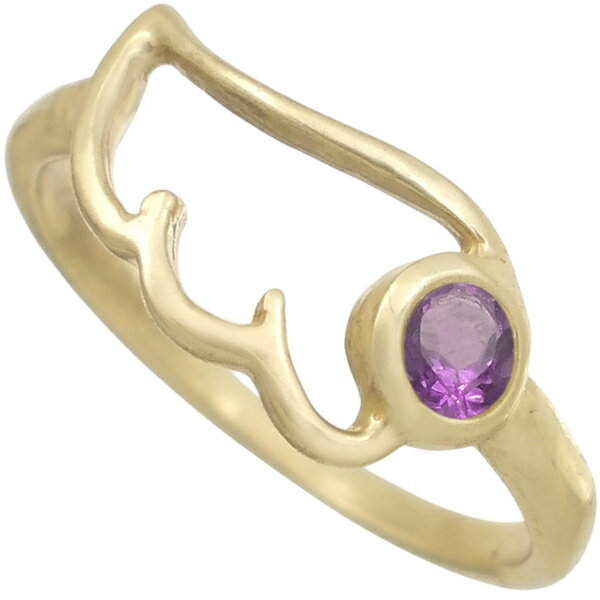 (2月)アメジスト ゴールドコート エンジェル フェザー シルバーリング（指輪） 誕生石(4)