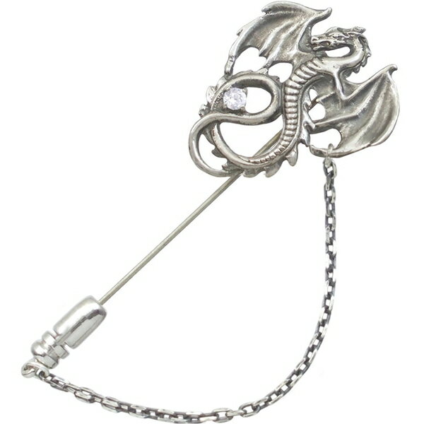 (4月)ジルコニア フライング ドラゴン チェーン シルバーラペルピン 誕生石
