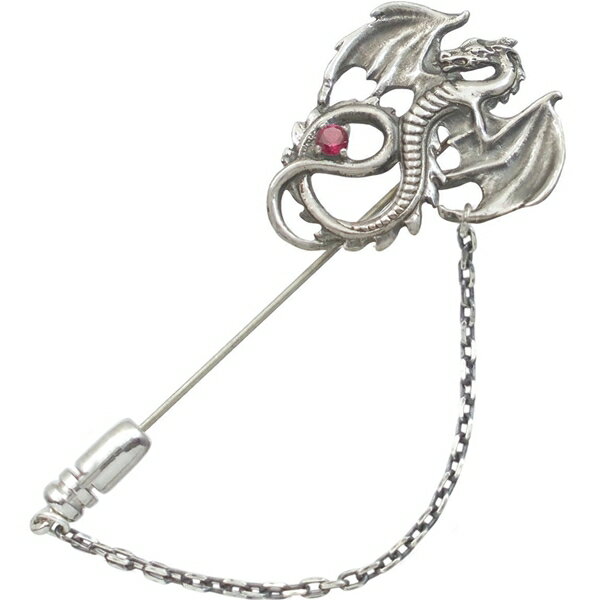 (7月)ルビー フライング ドラゴン チェーン シルバーラペルピン 誕生石