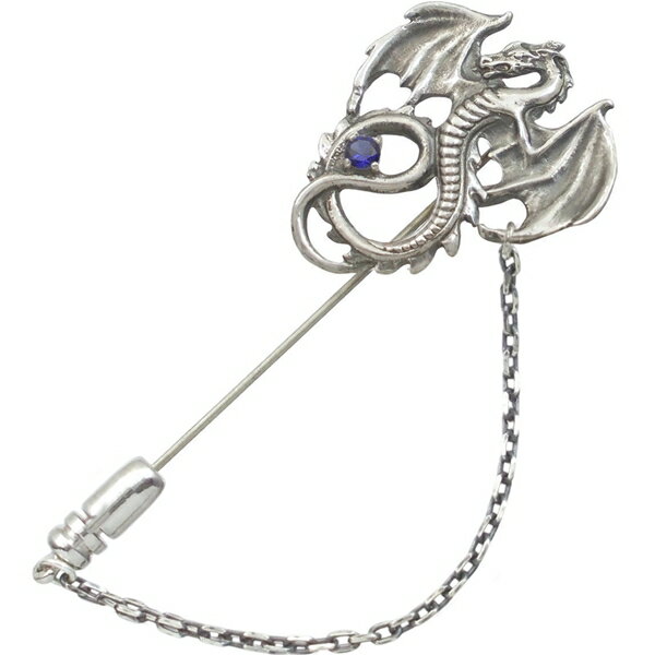 (9月)サファイア フライング ドラゴン チェーン シルバーラペルピン 誕生石