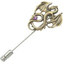 (2月)アメジスト アンティークゴールド フライング ドラゴン シルバーラペルピン 誕生石