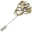 (3月)アクアマリン アンティークゴールド フライング ドラゴン シルバーラペルピン 誕生石