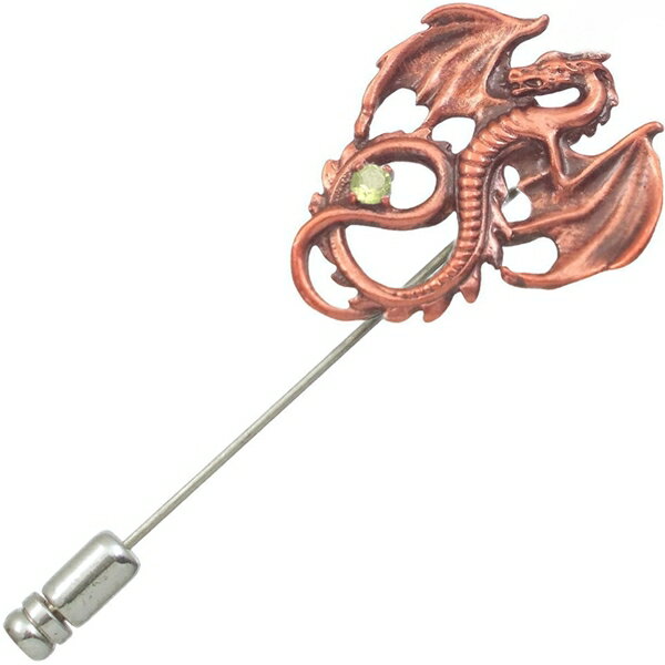 (8月)ペリドット レッド フライング ドラゴン シルバーラペルピン 誕生石