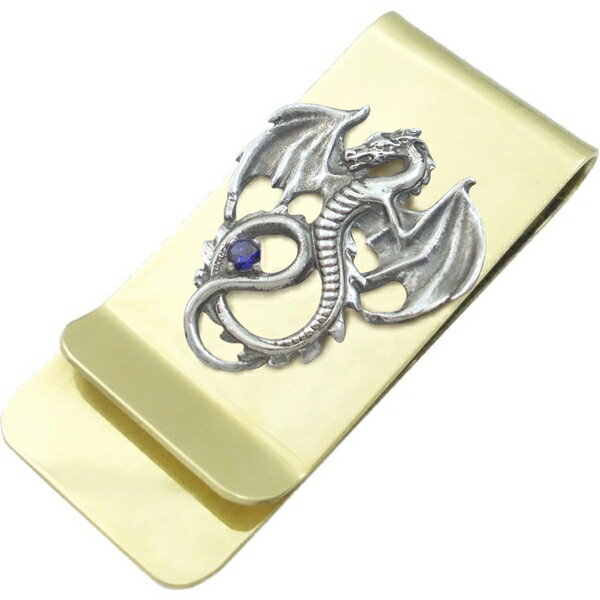 (9月)サファイア フライング ドラゴン ブラスマネークリップ 誕生石