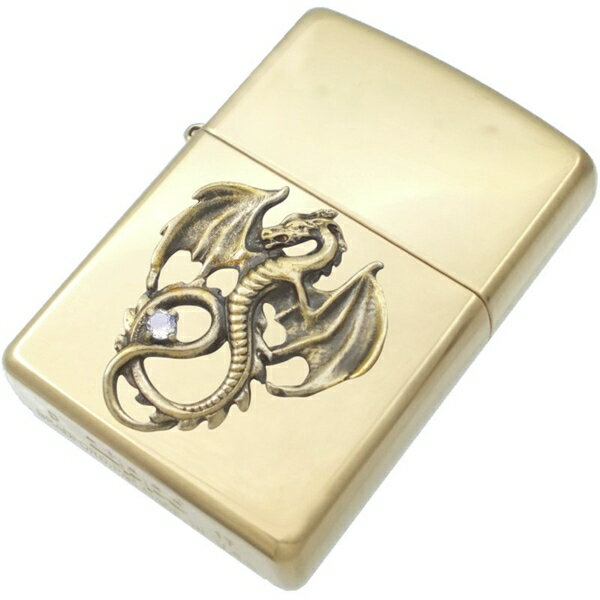 (6月)ブルームーンストーン アンティークゴールド フライング ドラゴン ブラスジッポ誕生石
