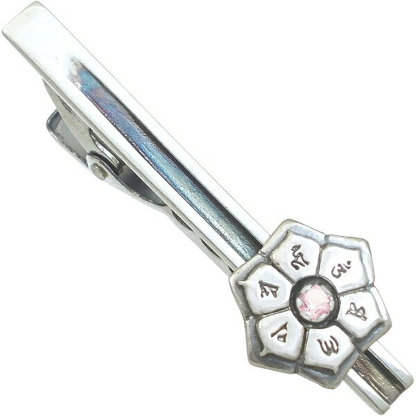 (10月)ピンクトルマリン 六字大明呪 梵字 シルバー 925 ネクタイピン 誕生石 六字真言 お守り