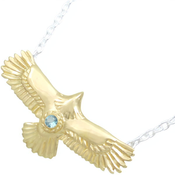 (11月)ブルートパーズ ゴールドコート ミディアム イーグル シルバーペンダントトップ 誕生石