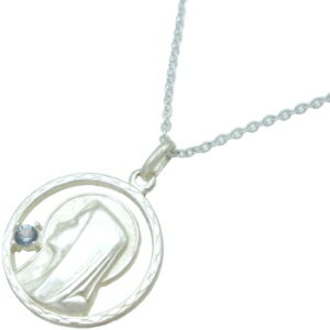 (3月)アクアマリン マリア コイン シルバーペンダントネックレス 誕生石