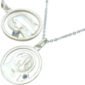 (3月)アクアマリン マリア コイン シルバーペンダントネックレス 誕生石