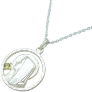 Peridot - (8月)ペリドット マリア コイン シルバーペンダントネックレス 誕生石