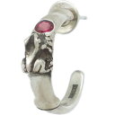 (7月)ルビー竹とカエル シルバーピアス 誕生石