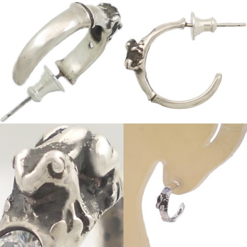 (5月)エメラルドグラス竹とカエル シルバーピアス(ペア) 誕生石