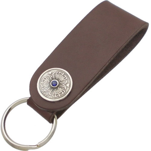 (9月)サファイア クローネ コインブラウンレザー キーホルダー誕生石