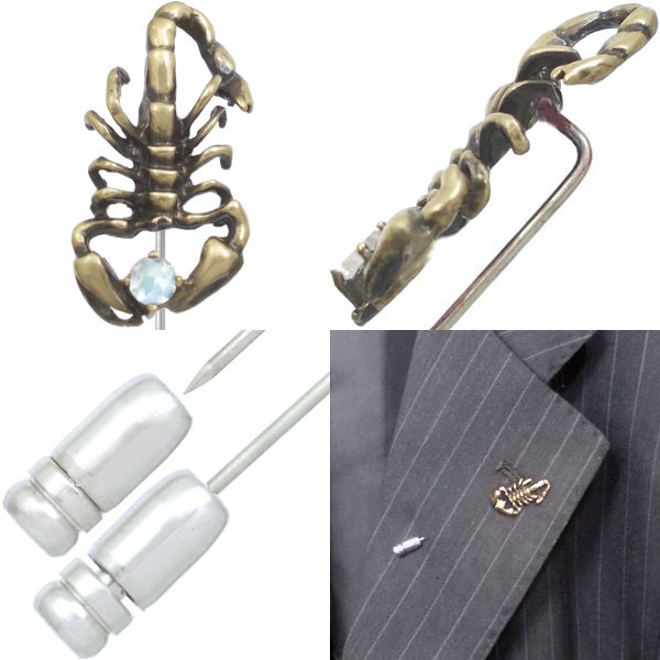 (6月)ブルームーンストーン ダークゴールド スコーピオン シルバーラペルピン誕生...