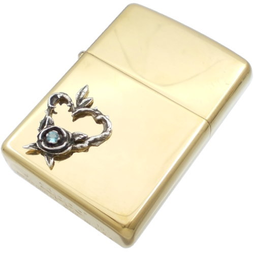 (11月)ブルートパーズ ハート ローズ リースブラスジッポ誕生石