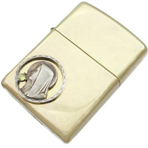 (8月)ペリドット ブラック マリア コイン ブラスジッポ 誕生石