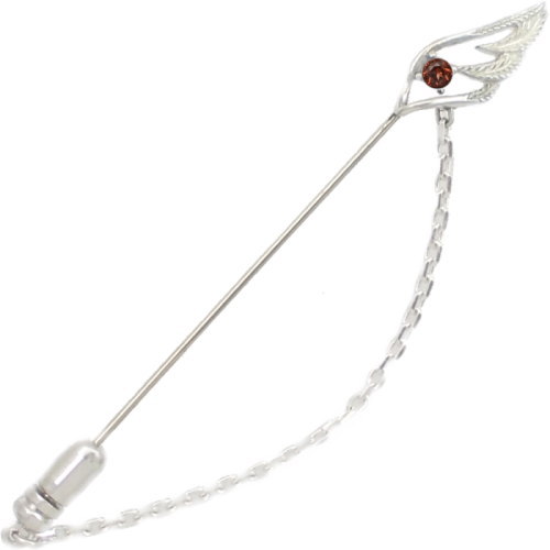 (1月)ガーネット スモール オープン フェザー チェーン シルバーラペルピン誕生石