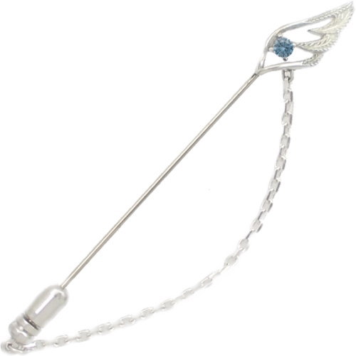 (3月)アクアマリン スモール オープン フェザー チェーン シルバーラペルピン誕生石