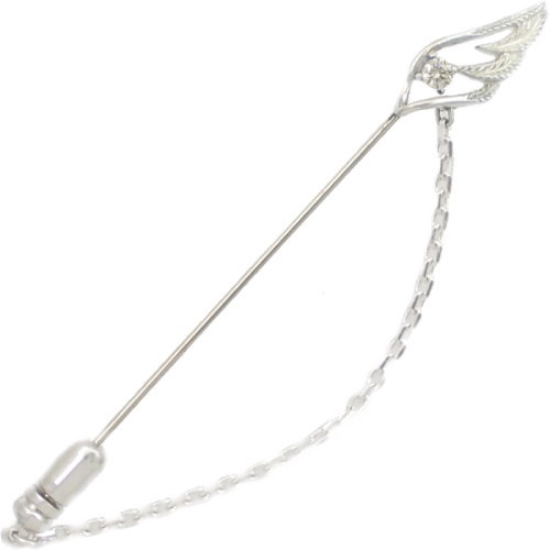 (4月)ジルコニア スモール オープン フェザー チェーン シルバーラペルピン 誕生石