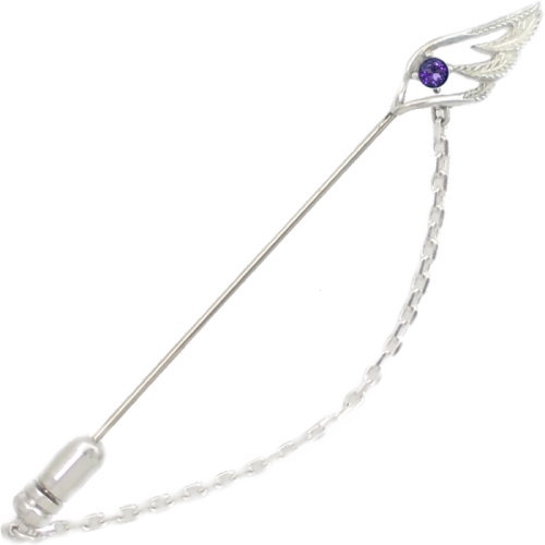 (9月)サファイア スモール オープン フェザー チェーン シルバーラペルピン誕生石