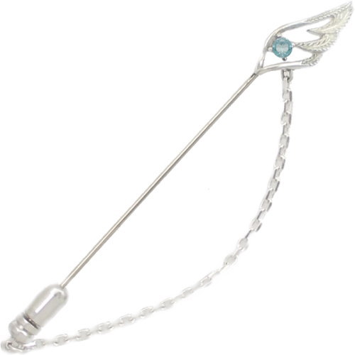 (11月)ブルートパーズ スモール オープン フェザー チェーン シルバーラペルピン誕生石