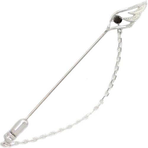 ブラックジルコニア スモール オープン フェザー チェーン シルバーラペルピン