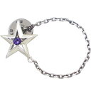 (9月)サファイア ツイン スター チェーン シルバーピンバッジ ピンズ誕生石