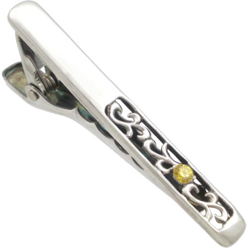 イエロージルコニア スクロール シルバー925ネクタイピン 金運 開運 誕生石