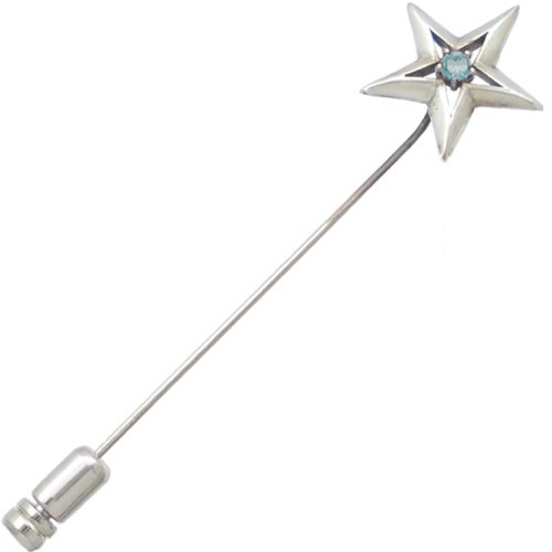 (11月)ブルートパーズ ツイン スター シルバーラペルピン誕生石