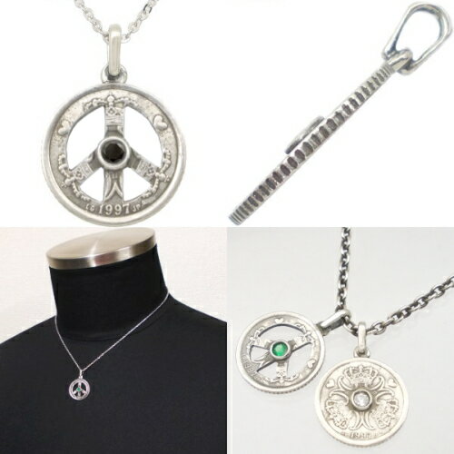 ブラックCZ クローネ ピース コイン シルバー ペンダントネックレス