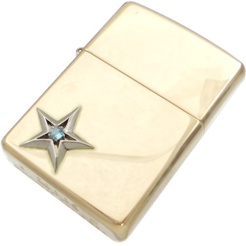 (3月)アクアマリン ツイン スター ブラスジッポ誕生石