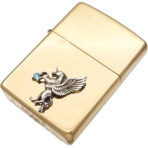 (11月)ブルートパーズ 有翼の ユニコーン センターブラスジッポ誕生石