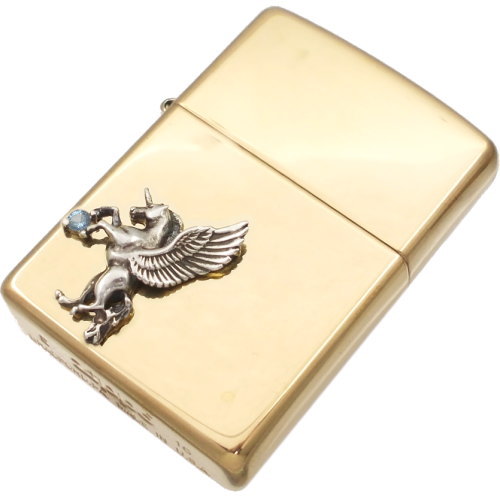 (12月)タンザナイト 有翼の ユニコーン オフセットブラスジッポ誕生石