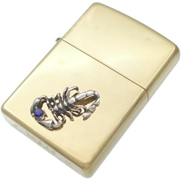 (9月)サファイア スコーピオン センター ブラスジッポ 誕生石