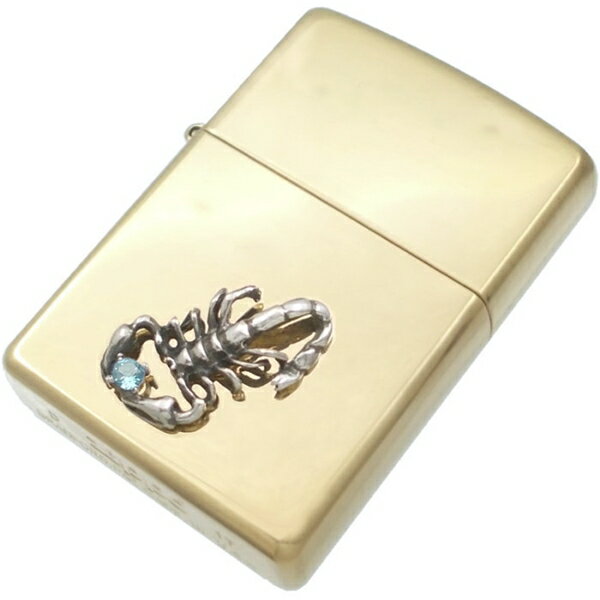 (11月)ブルートパーズ スコーピオン センター ブラスジッポ 誕生石